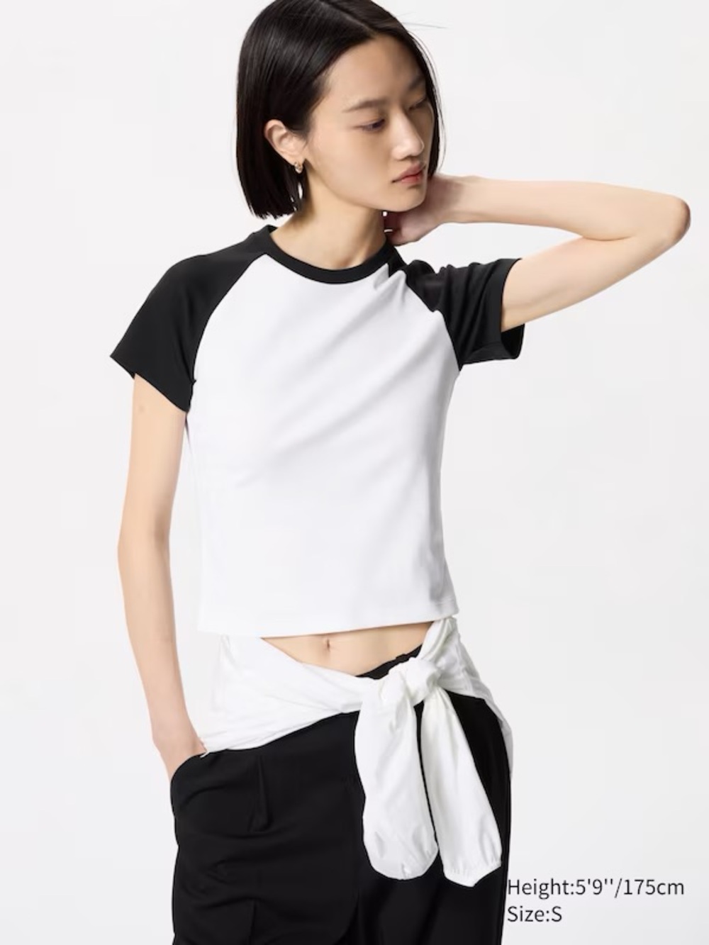 Uniqlo Mini T-Shirt Raglan Short Sleeve Baseball Tee - Black & White